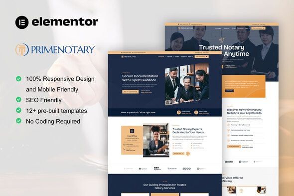 PrimeNotary – Notary Public & Legal Services Elementor Pro Template Kit