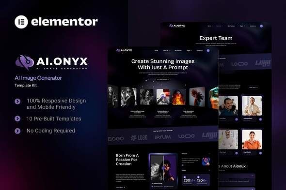 Aionyx - AI Image Generator Elementor Template Kit