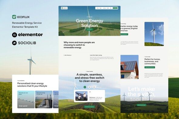 Ecoflux – Renewable Energy & Solar Panel Elementor Template Kit