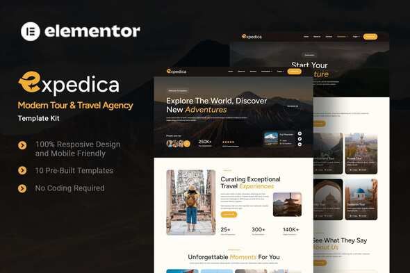 Expedica – Modern Tour & Travel Agency Elementor Template Kit 1 Expedica