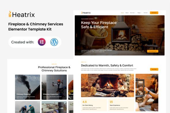 Heatrix – Fireplace & Chimney Services Elementor Template Kit