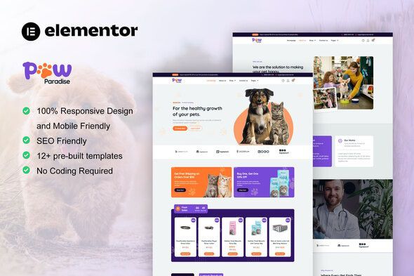 PawParadise - WooCommerce Pet Shop Elementor Template Kit