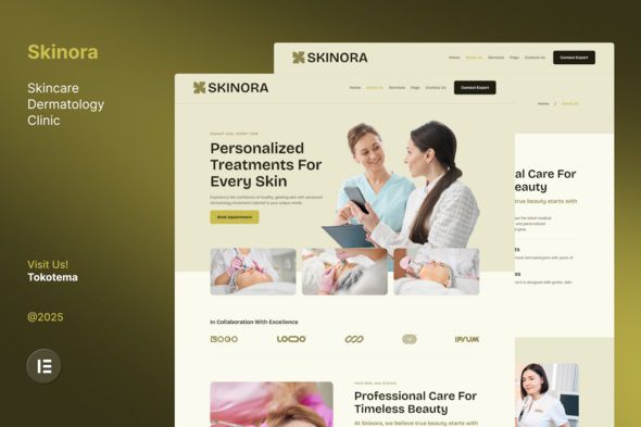 Skinora – Skincare Dermatology Clinic Elementor Template Kit