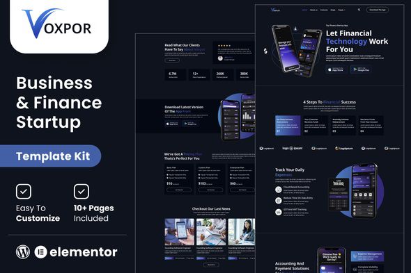 Voxpor - Business & Finance Startup Elementor Template kit 1 Voxpor - Business & Finance Startup Elementor Template kit