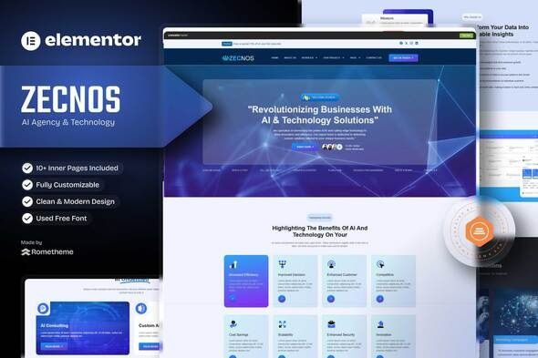 Zecnos - AI Agency & Technology Elementor Template Kit