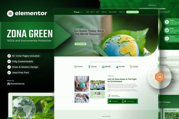 Zona Green - NGOs Environmental Protection Elementor Template Kit