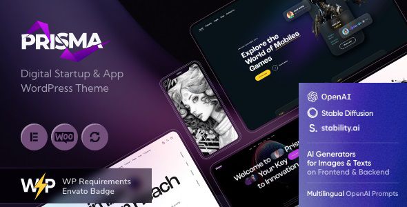 Prisma – Digital Startup & App WordPress Theme